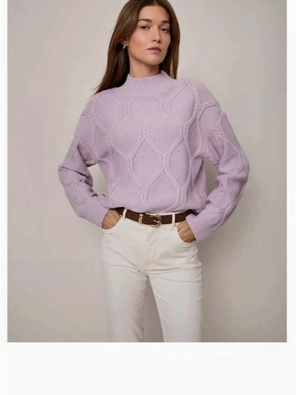 Ann Taylor Cable Knit Sweater in Lavender Size Small Like New